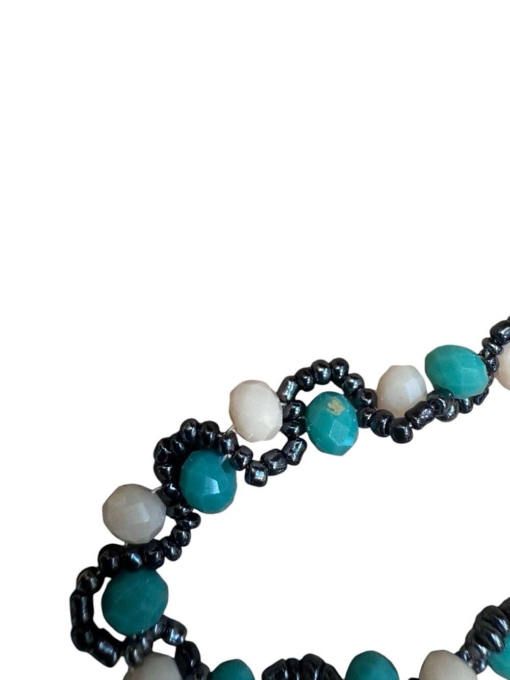 NEW! Handmade Bracelet blue and white beads silver NWT with a bohemian flair!